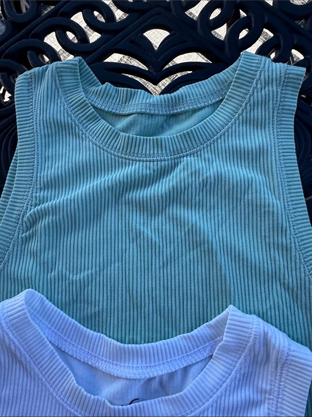 Hollister Ribbed Tank Top Trio — Black, White, Sage Green - Picture 4 of 9